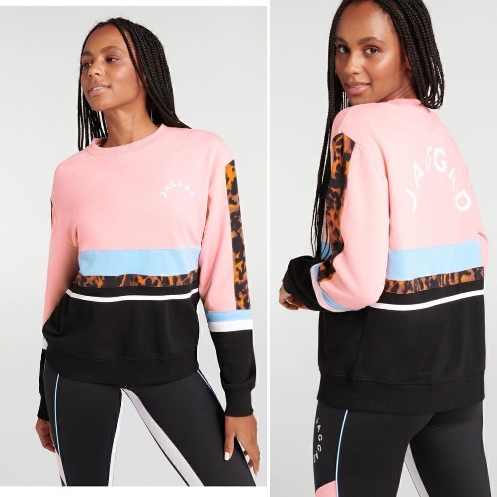 JAGGAD Montalvo Pink, Black and Blue Paneled Sweater-M